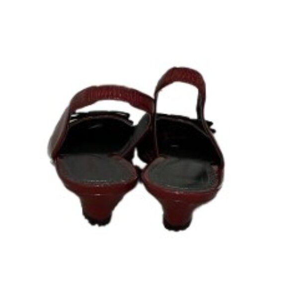 Naturalizer Dark Red Burgundy Sling Back Kitten Heels With Black Bow NWOT - Picture 3 of 4
